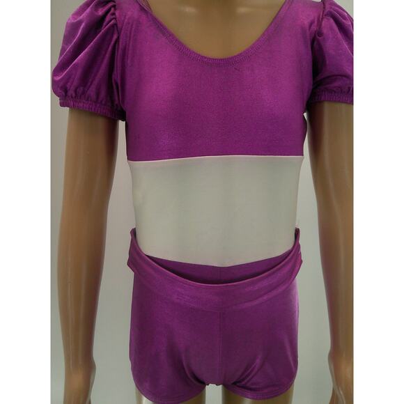 Dance Leotard Purple White Small Child Ballet Tap Jazz - Picture 2 of 2
